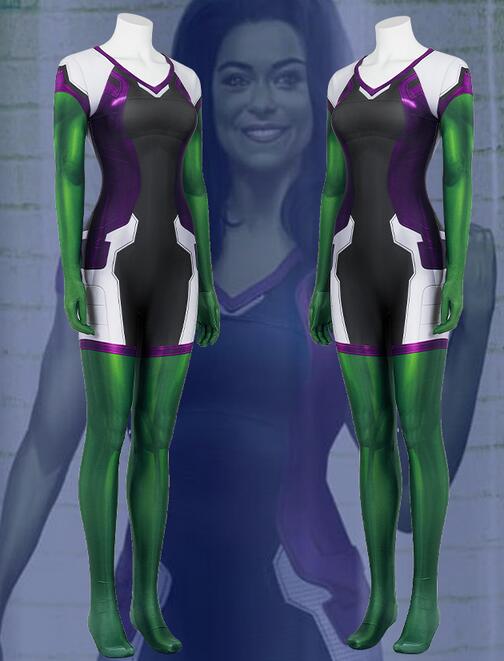 She Hulk Cosplay Costume Superhero She-Hulk Bodysuit Jumpsuit Halloween Party Outfit Tights Zentai 3D Style