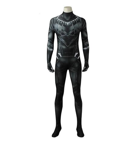 Captain America3 Civil War Black Panther Print Jumpsuit Black Panther Cosplay Costume Bodysuit Movie Halloween Suit
