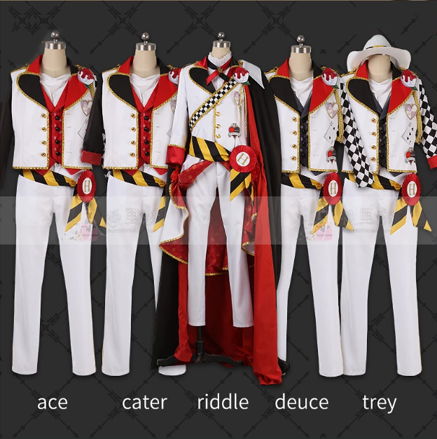 Twisted Wonderland Heartslabyul Riddle Deuce Cater Ace Trey Uniforms Cosplay Costume Hot Cos Party New Outfit H