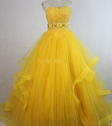 Moive Belle Princess Cosplay Costume Yellow Top Dress For Adults Women Girls Can Be Custom Made
