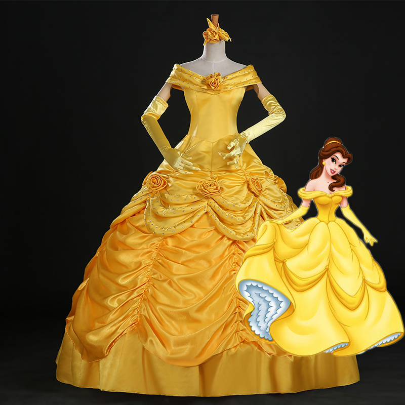 High quality Beauty and Beast Belle Dress Adult Princess Belle Cosplay Costume Fancy Princess Belle Costume