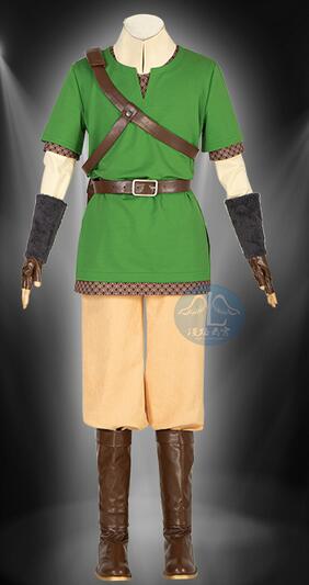 Zelda Twilight Princess Link Cosplay Costume Link Skyward Sword Outfit with Hat for Halloween Party
