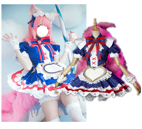 The Game Arena of Valor Cos Daji Cute Maid outfit coffee star Cosplay Women's Deep blue Maid Costume B