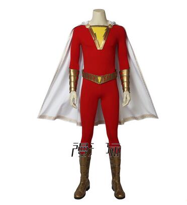 Movie Captain Shazam Cosplay William Cosplay Costume Halloween Uniform Superhero Jumpsuit Shazam Fury of the Gods