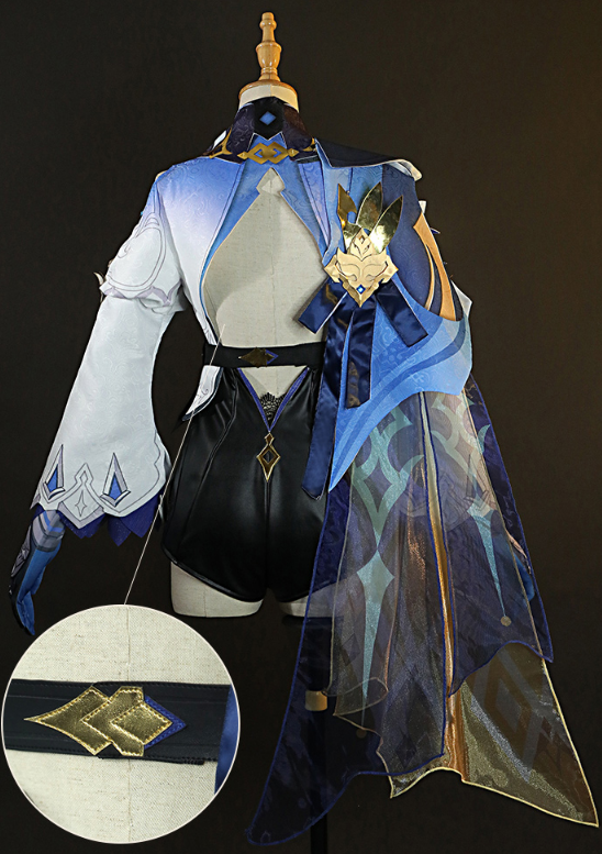 Genshin Impact Eula Lawrence Cosplay Costume Halloween Carnival Wave Flower Knight Funny Costume Glove Jewelry Anime Cosplay Wig