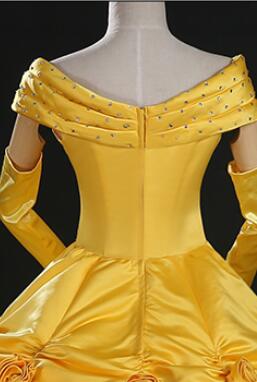 Top Quality Princess Belle Dress Luxury Crystal Cosplay Costume Dress For Women Halloween