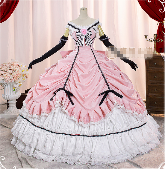 CoCos-SSS Anime Black Butler Ciel Robin Cosplay Costume Anime Cos Black Butler Cosplay Ciel Lolita Girl Cosplay Dress and Wig