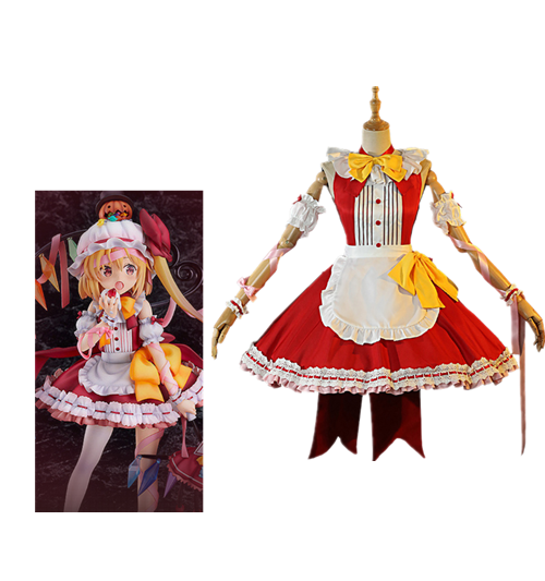COWOWO Anime!Touhou Project Flandre Scarlet Halloween Maid Dress Lovley Uniform Cosplay Costume Party Role Play Outfit Women NEW