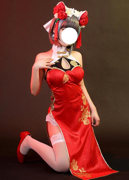 Monenjoy Azur Lane HMS Cheshire Cosplay Costume New Year Cos Cheongsam