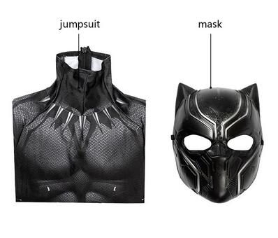 Movie Black Panther Cosplay Costume Kids Bodysuit Boy's Black Panther Muscle Costume Jumpsuit Bodysuit Halloween Cosplay Costume