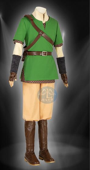 Zelda Twilight Princess Link Cosplay Costume Link Skyward Sword Outfit with Hat for Halloween Party