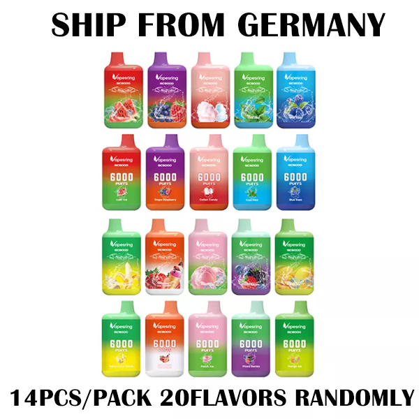 [SHIP NEXT WEEK][Germany Shipping]14Pcs/Pack Authentic Vapesring BC 6000 Disposable Kit 6000 Puffs