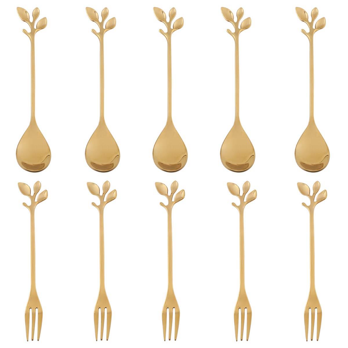 Coffee Cake Spoon Fork Teaspoon Set with 5Spoon+5Forks