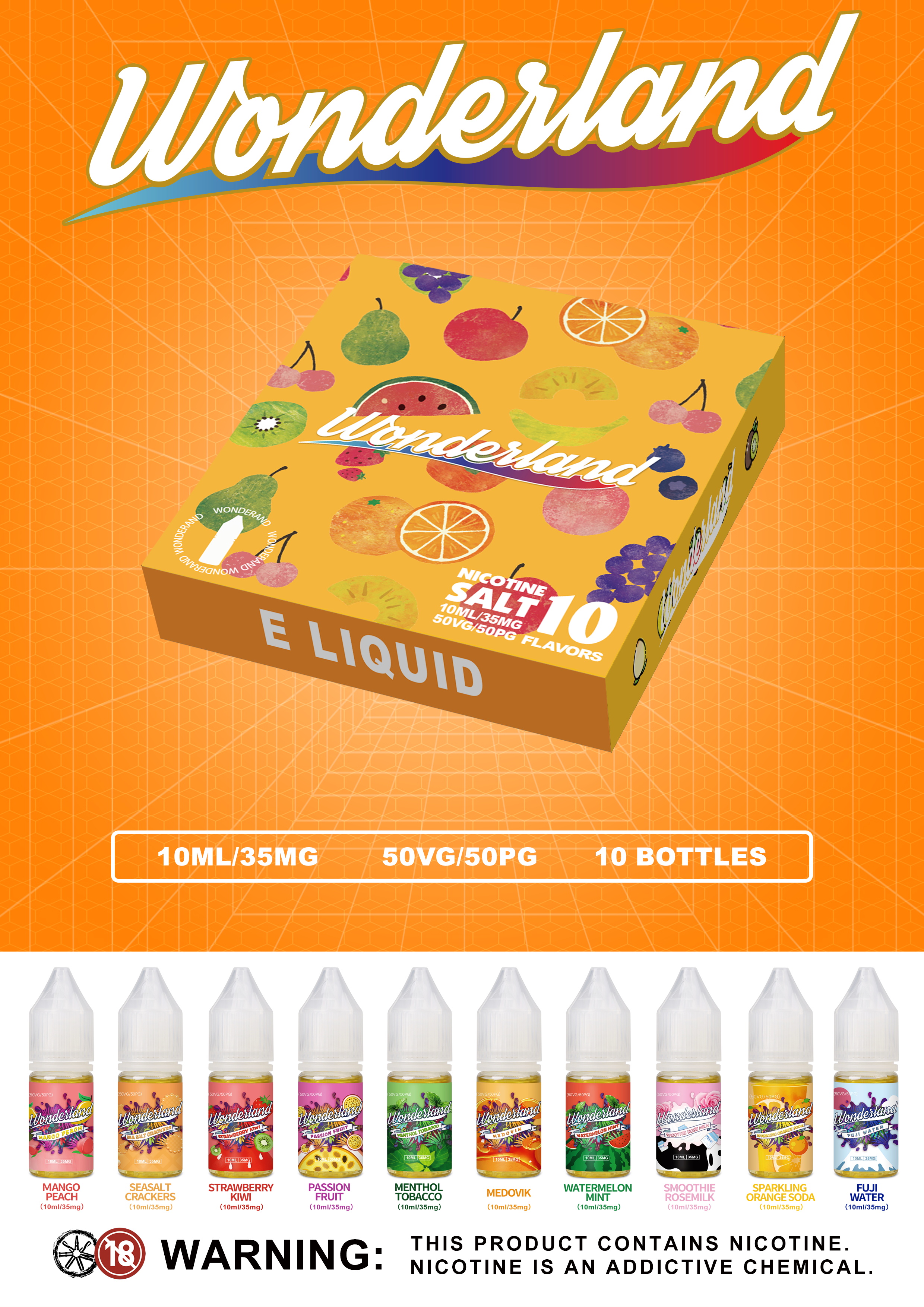 Authentic ASMODUS Wonderland E-juice Gift Box 10 Flavors/Pack