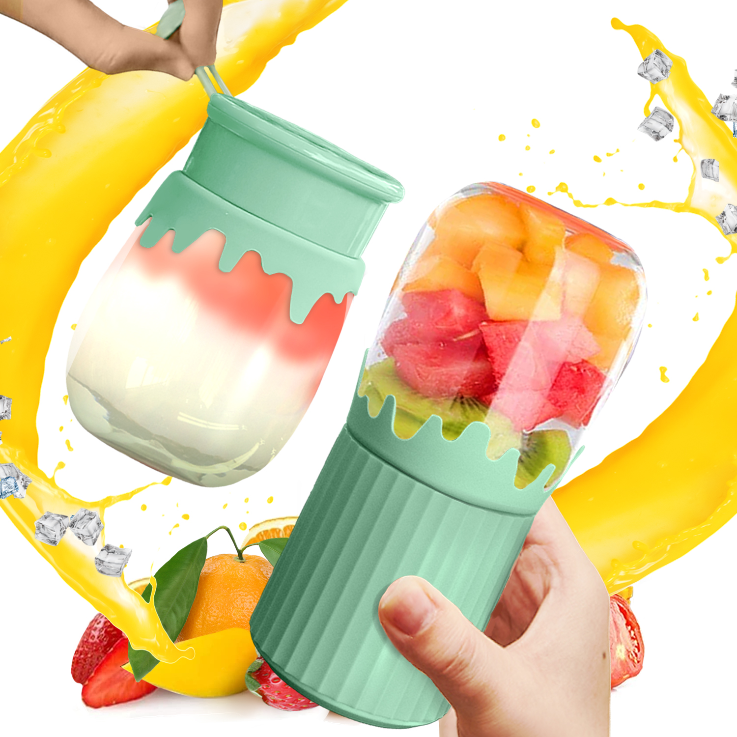Portable Blender for Smoothies and Fresh Juice, Feekaa Small USB Cordless Fast Personal Juicer, On The Go Mini Blender with 10 Oz Cup and Lid for Protein Shake, Fruit, Travel and Kids