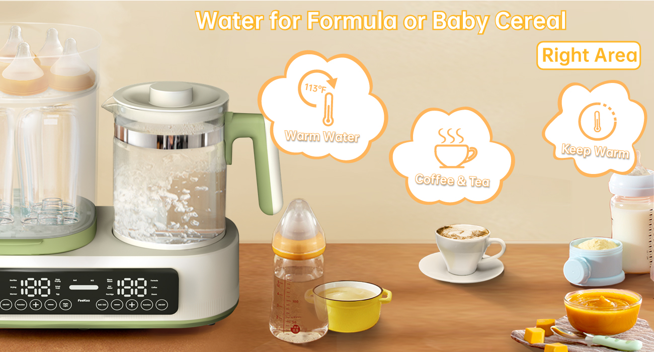 Baby Bottle Electric Steamer and Dryer, Multifunctional Bottle Warmer with  44 oz Electric Kettle for Breastmilk Formula - Baby Formula Water Warmer -  Fits up to 4 Baby Bottles and 6 Accessories 