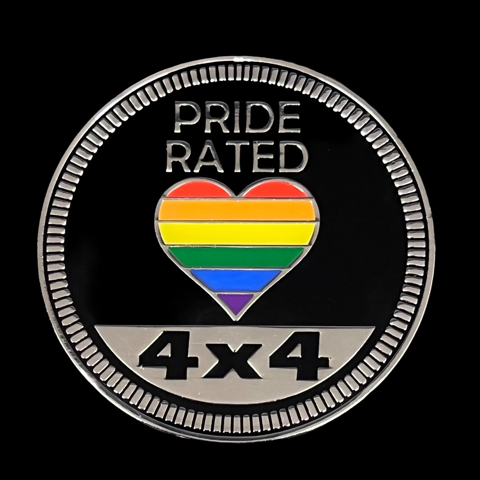 Pride Rated Metal Jeep Fender Trail Badge 