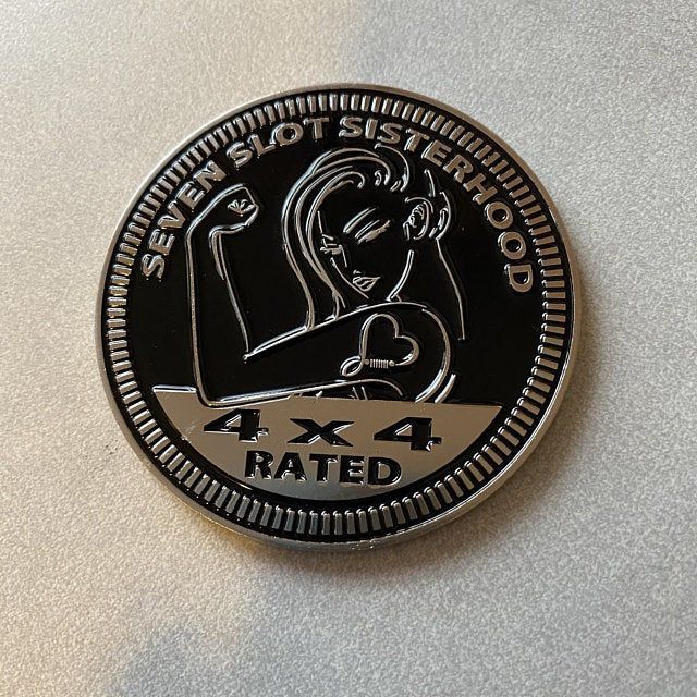 Seven Slot Sisterhood Metal Jeep Fender Trail Badge 