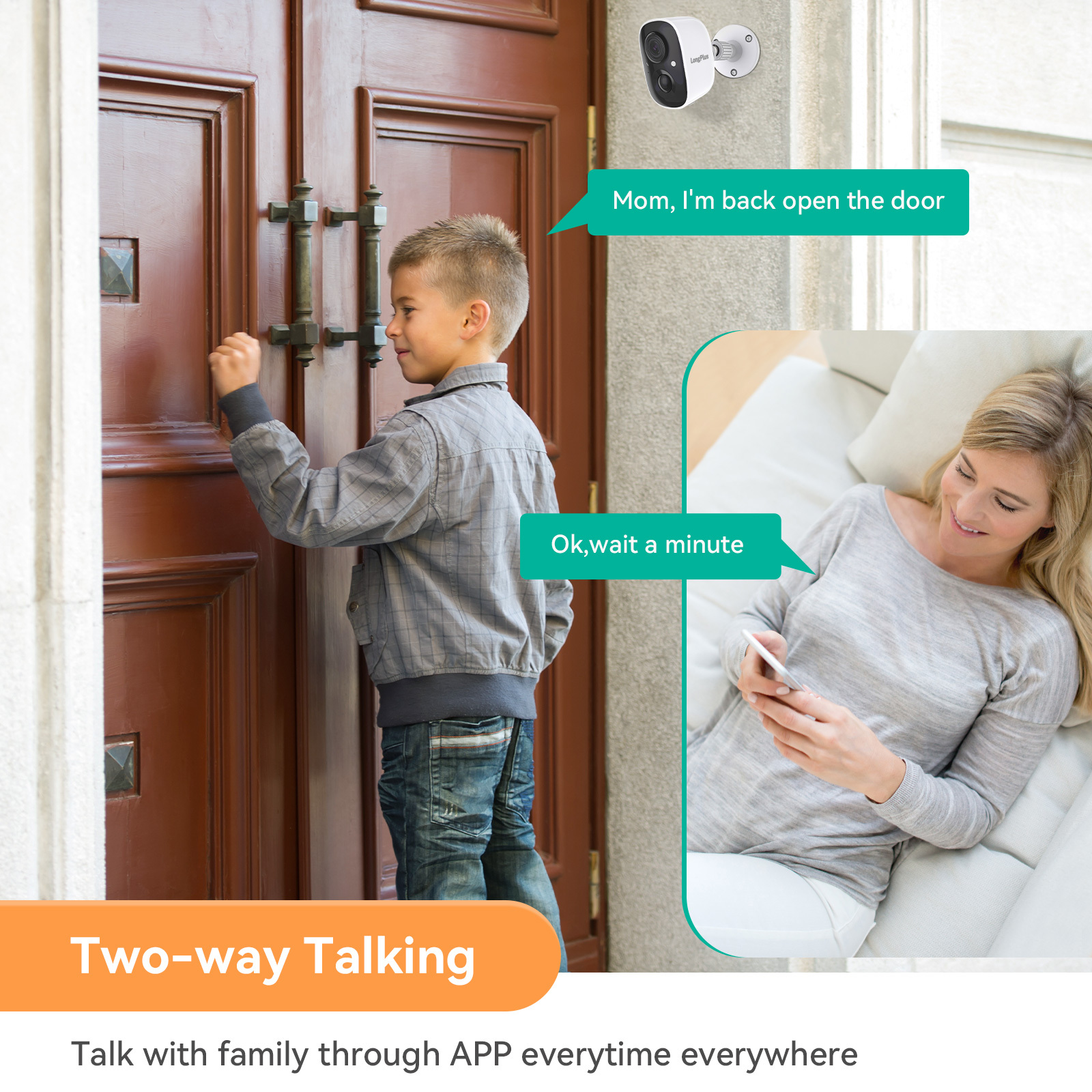 LongPlus® B1 Wi-Fi Security Camera for Home Security (2 Pack)