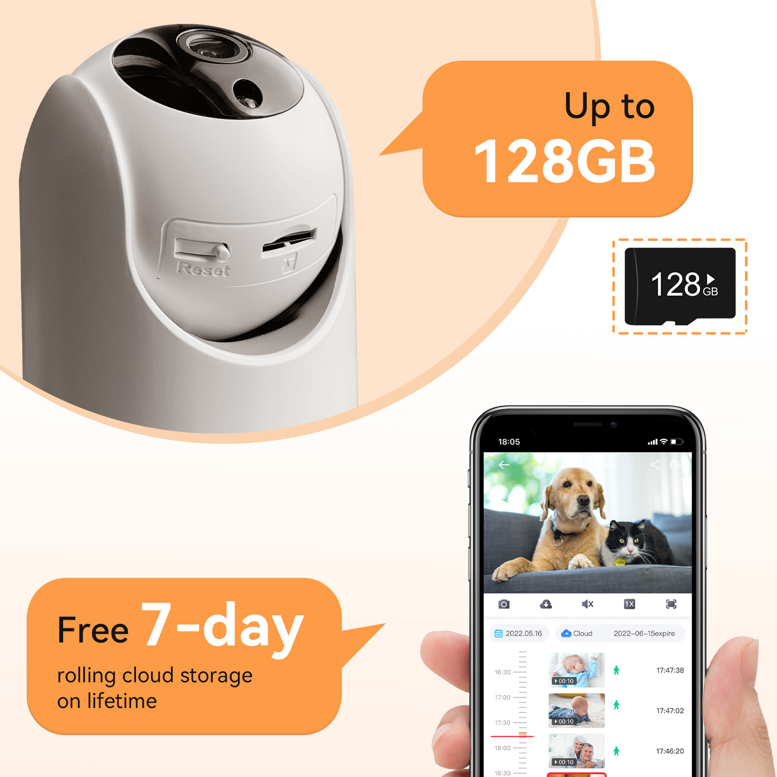 LongPlus® B1 Wi-Fi Security Camera for Home Security (2 Pack)