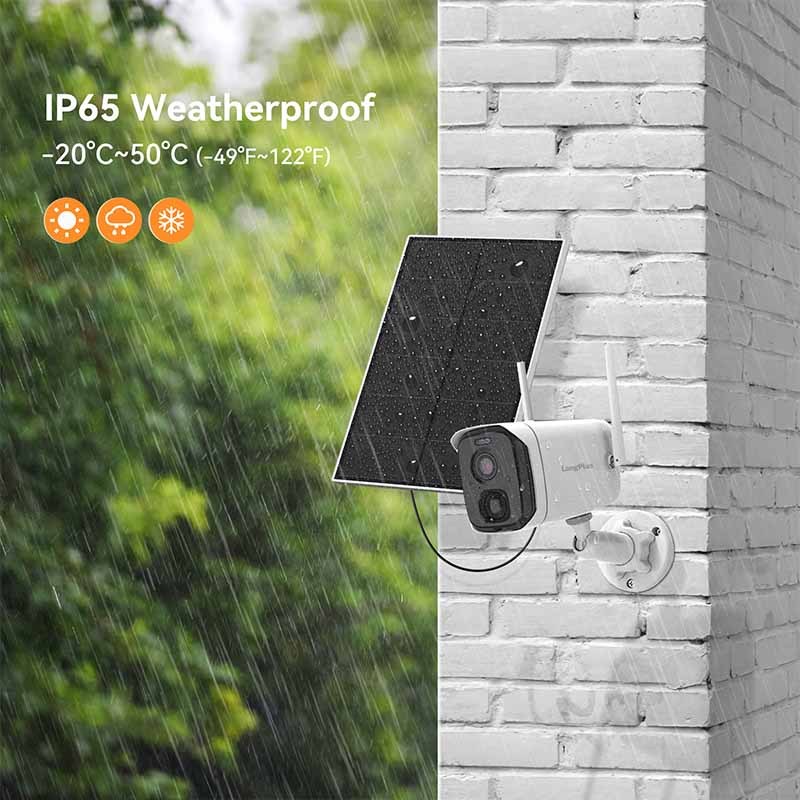 LongPlus X87-S solar panel security camera provides all-weather protection.