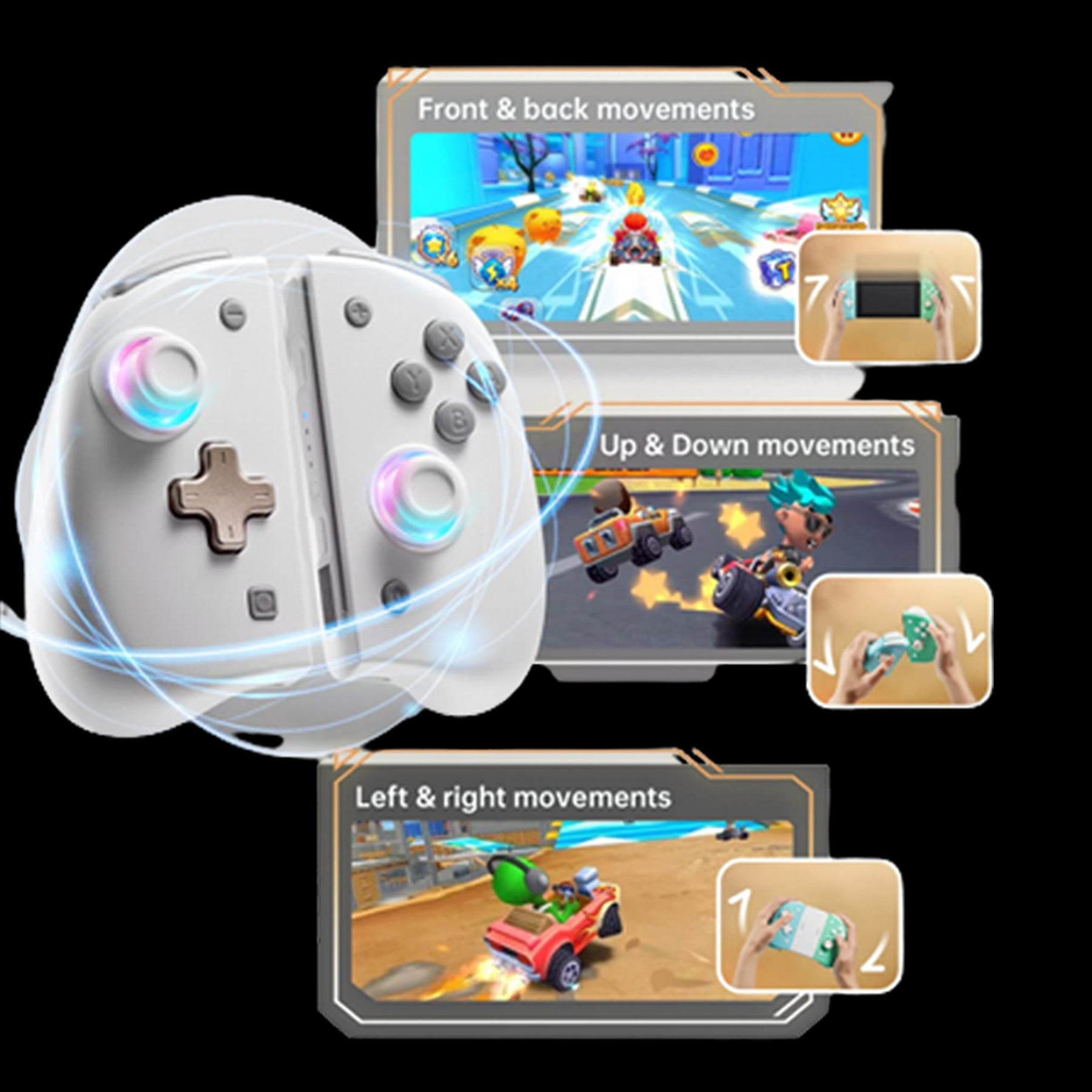[Q3B1] Milk Style Wireless Joypad with 8 Colors LED for Switch/Switch OLED-88900-图片alt01