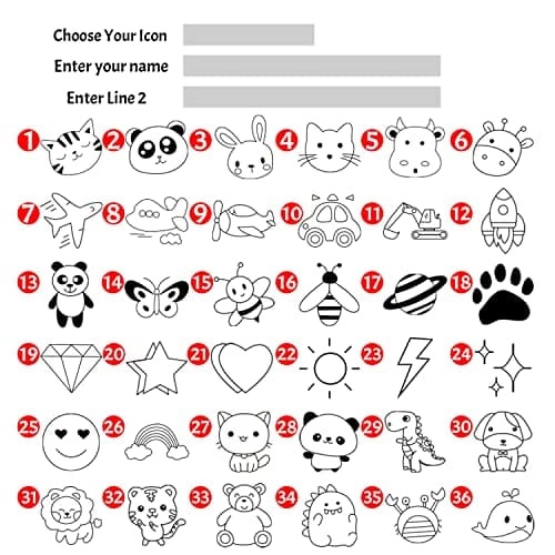 Name Stamp Clothing Kids,The Name Stamp for Clothes，Cartoon Pattern Style Name Stamp,Custom Name Stamp，4 Colors and 36 Cartoon Patterns-88900-图片alt01