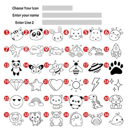 Name Stamp Clothing Kids,The Name Stamp for Clothes，Cartoon Pattern Style Name Stamp,Custom Name Stamp，4 Colors and 36 Cartoon Patterns-88900-图片alt01