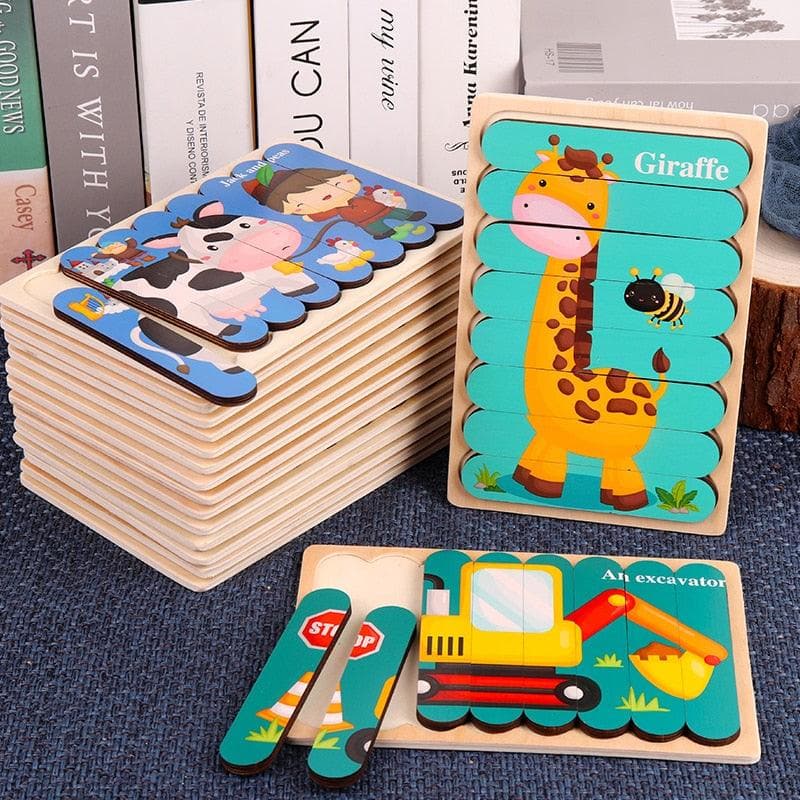 Double Sided Strip 3D Puzzles Baby Toy Wooden Montessori Materials Educational Toys For Children Large Bricks Kids Learning Toys-88900-图片alt01
