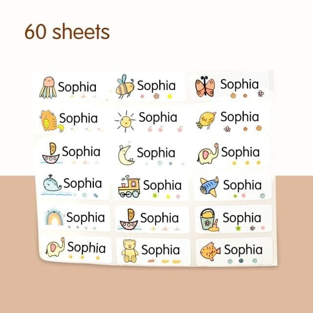 Name Tag Sticker Customize Stickers Waterproof Personalized Labels Children School Stationery Water Bottle Pencil dinosau-88900-图片alt01