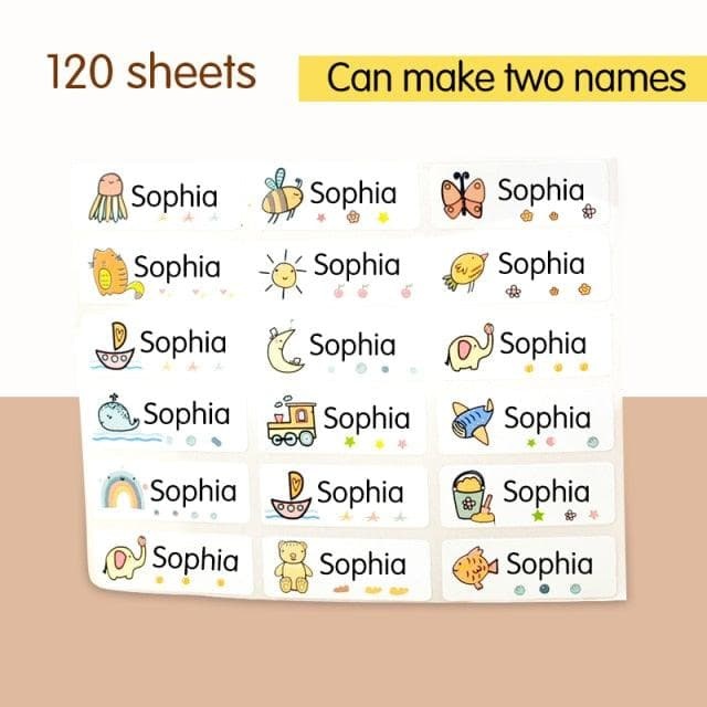 Name Tag Sticker Customize Stickers Waterproof Personalized Labels Children School Stationery Water Bottle Pencil dinosau-88900-图片alt01