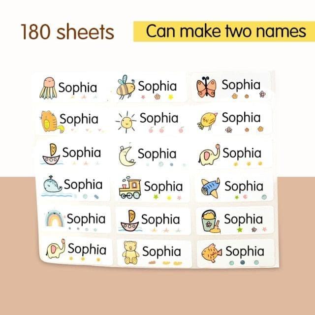 Name Tag Sticker Customize Stickers Waterproof Personalized Labels Children School Stationery Water Bottle Pencil dinosau-88900-图片alt01