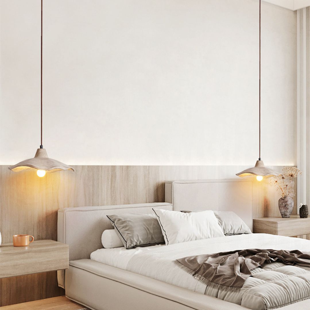 Wabi-sabi chandelier Japanese style bedroom cement bedside lamp