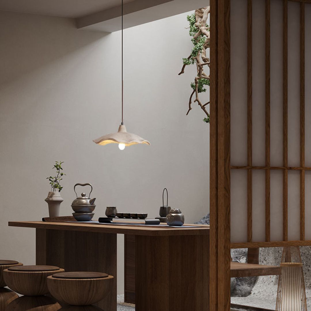 Wabi-sabi chandelier Japanese style bedroom cement bedside lamp-labpiecesign