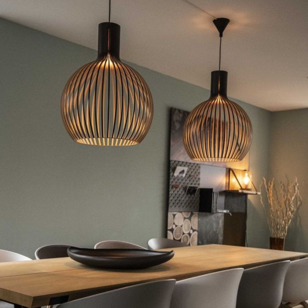 Nordic Wooden Birdcage Lamp Japanese Creative Wood Pendant Lighting Fixture