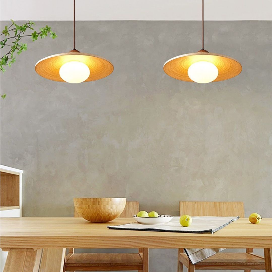 Japanese-style wabi-sabi style retro Nordic solid wood bedside pendant light for bedroom -labpiecesign