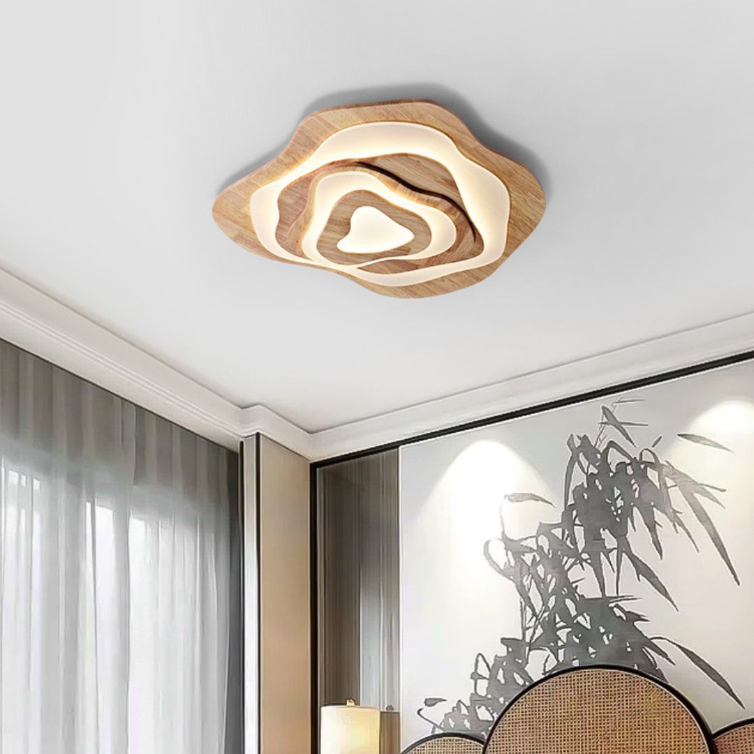 Irregular Solid Wooden Ceiling Light For Living Room-labpiecesign