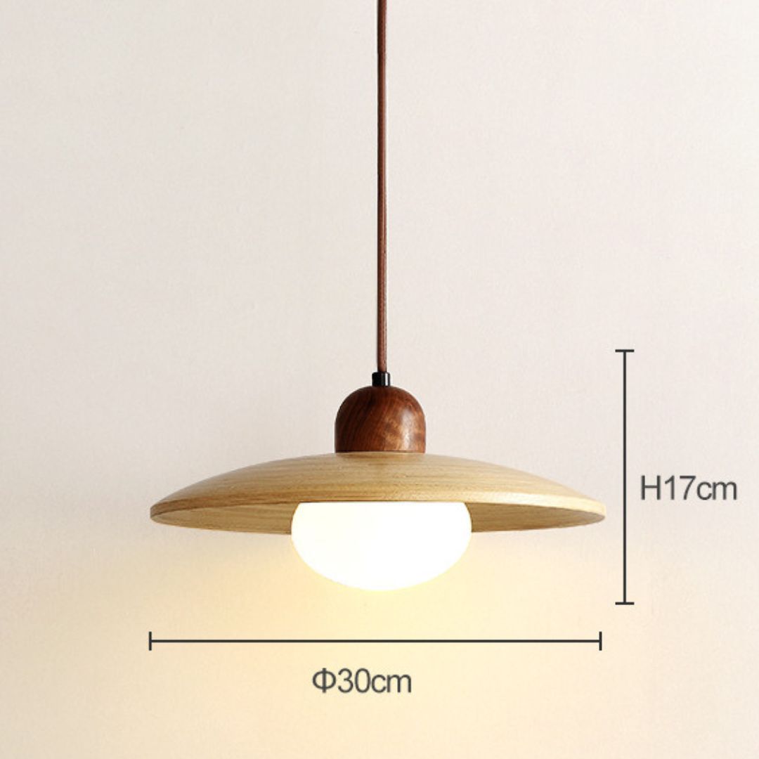 Japanese-style wabi-sabi style retro Nordic solid wood bedside pendant light for bedroom -labpiecesign