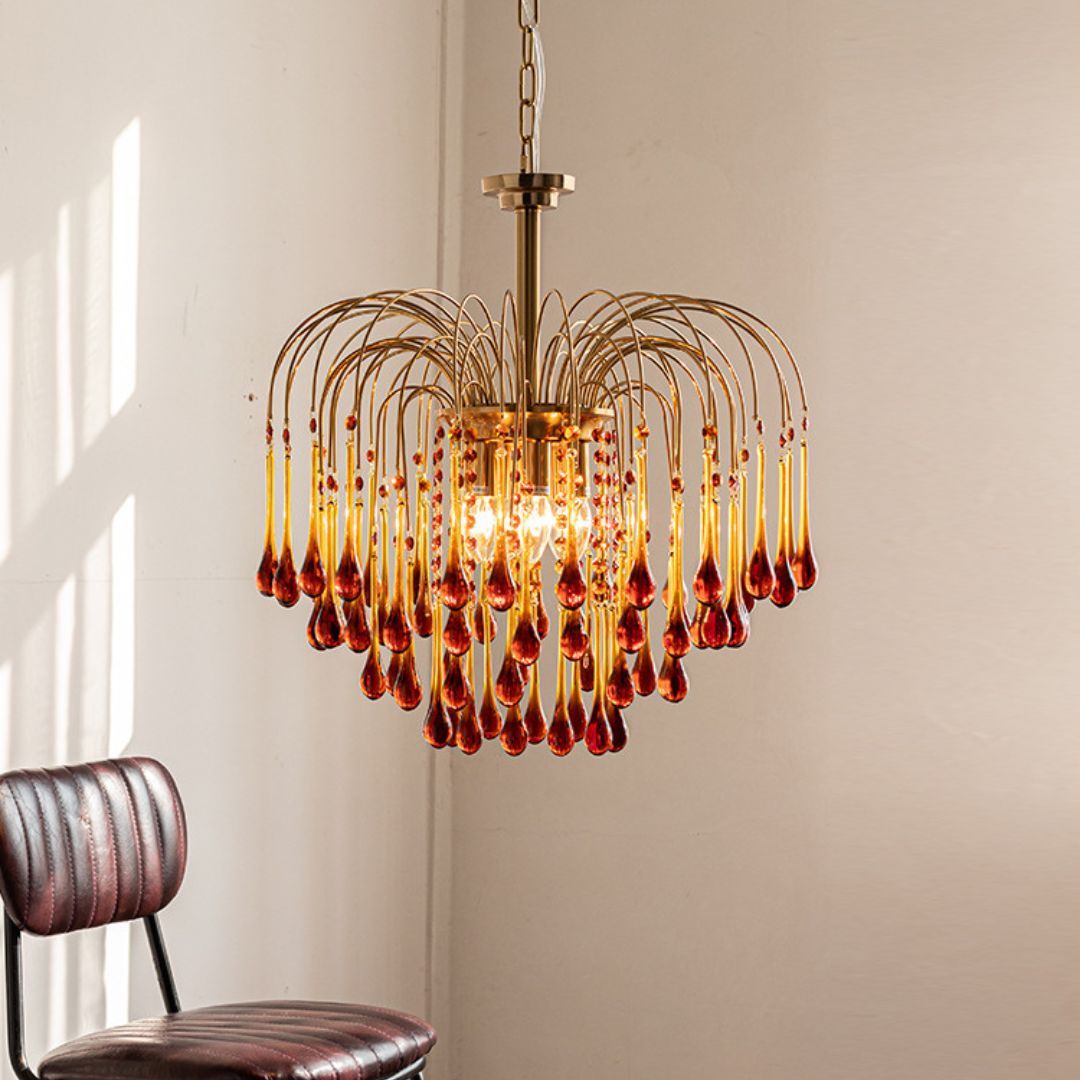 Italian Retro Water Drop French Snot Lamp Light Luxury Glass Chandelier-labpiecesign