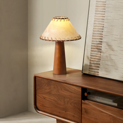 Japanese Retro Solid Wood Wabi Sabi Style Personalized Parchment Lamp-labpiecesign