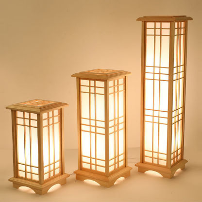 Retro Floor Lamp Rectangular Wooden Tatami Table Lamp For Bedroom-labpiecesign