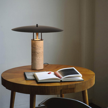 Modern bedside lamp minimalist marble travertine living room table lamp light -labpiecesign