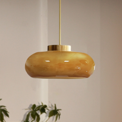 French Medieval Light Memphis Brass Glass Ceiling Lamp -labpiecesign