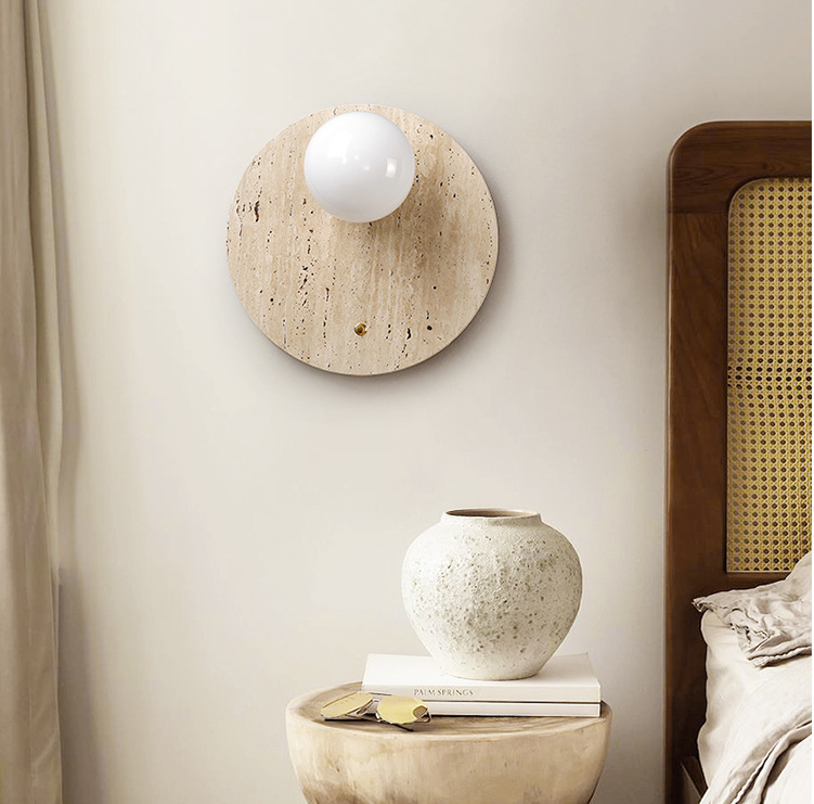 Yellow Cave Stone Wall Lamp Japanese Style Wabi-Sabi Style Bedside Wall Lamp-labpiecesign