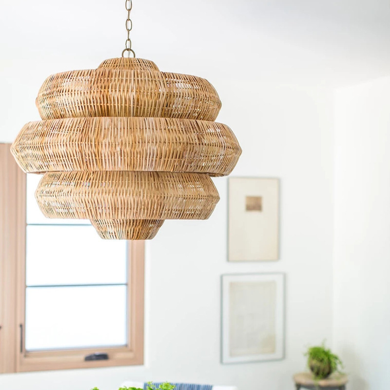Bohemian Rattan Chandelier Creative Rattan Decorative Lamp-labpiecesign
