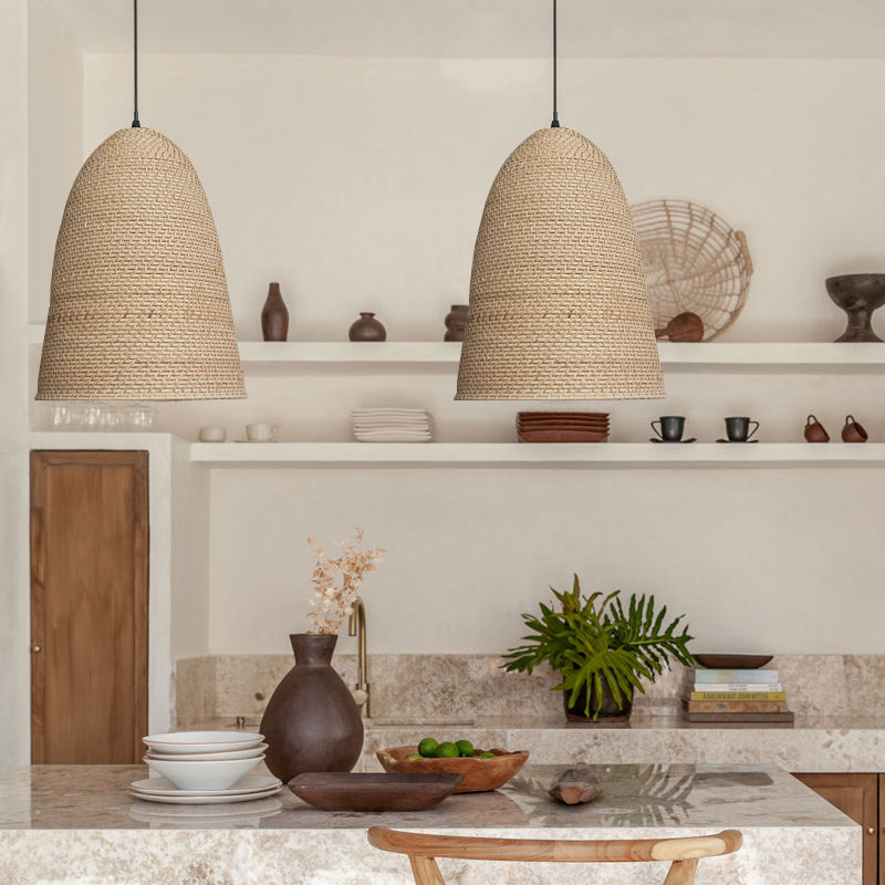 Big Sur Coastal Interior Design  Rattan Pendant Light-labpiecesign