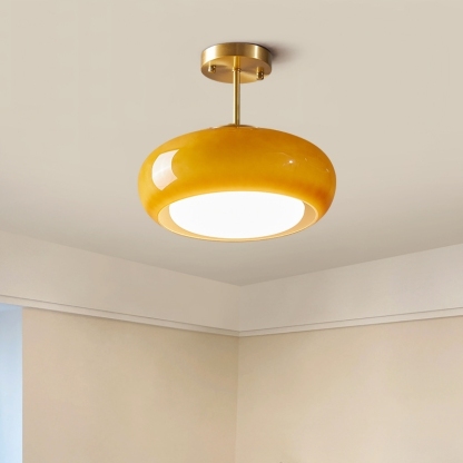French Medieval Light Memphis Brass Glass Ceiling Lamp -labpiecesign