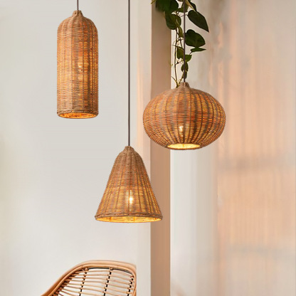 Japanese Rattan Dining Room Wabi-sabi Ratten Home Decor Pendant Light-labpiecesign