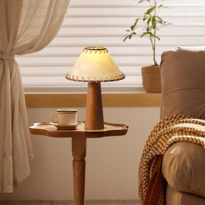 Japanese Retro Solid Wood Wabi Sabi Style Personalized Parchment Lamp-labpiecesign