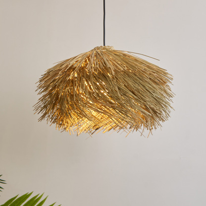 Japanese Wabi-Sabi Rattan Living Room Chandelier Retro Straw Lamp-labpiecesign